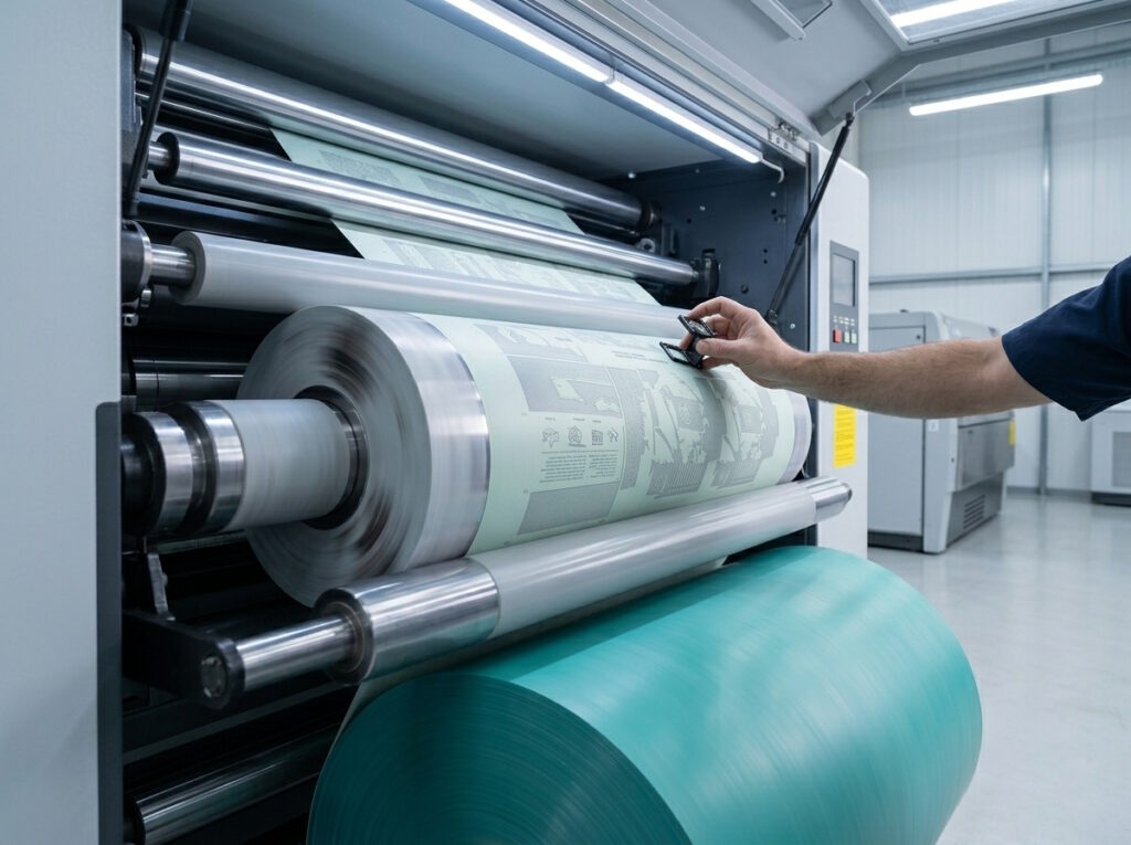 Técnico verificando el registro y la exposición de una plancha offset en equipo CTP - VDS